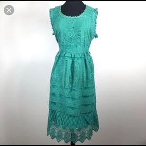ModCloth green crochet midi dress